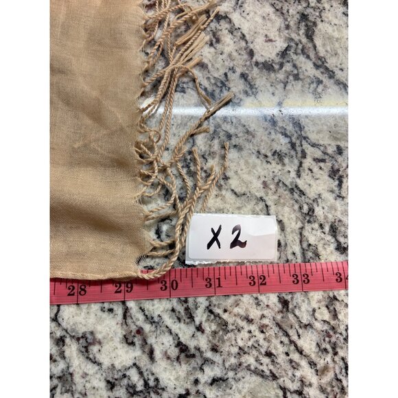 Womens Rectangle Scarf BeigeSheer Lightweight Fringe Boho - Picture 6 of 7